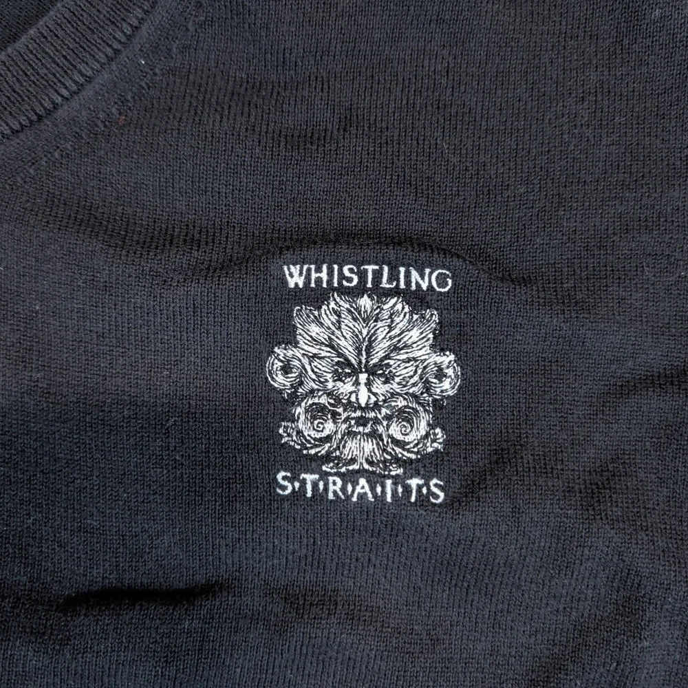Oxford Golf Whistling Straits V-Neck Sweater Mens XL Black 100% Pima Cotton